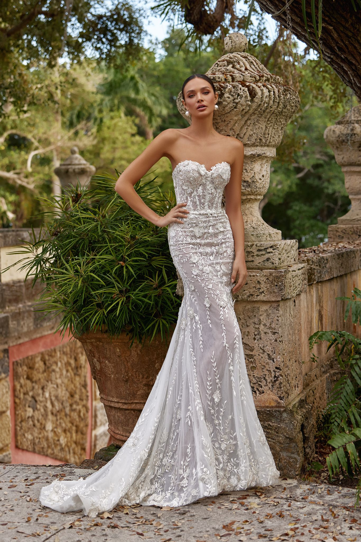 wedding dress Elara with cape by OKSANA MUKHA Bridal Elara with cape: airy textures, flowing design, and radiant sparkle