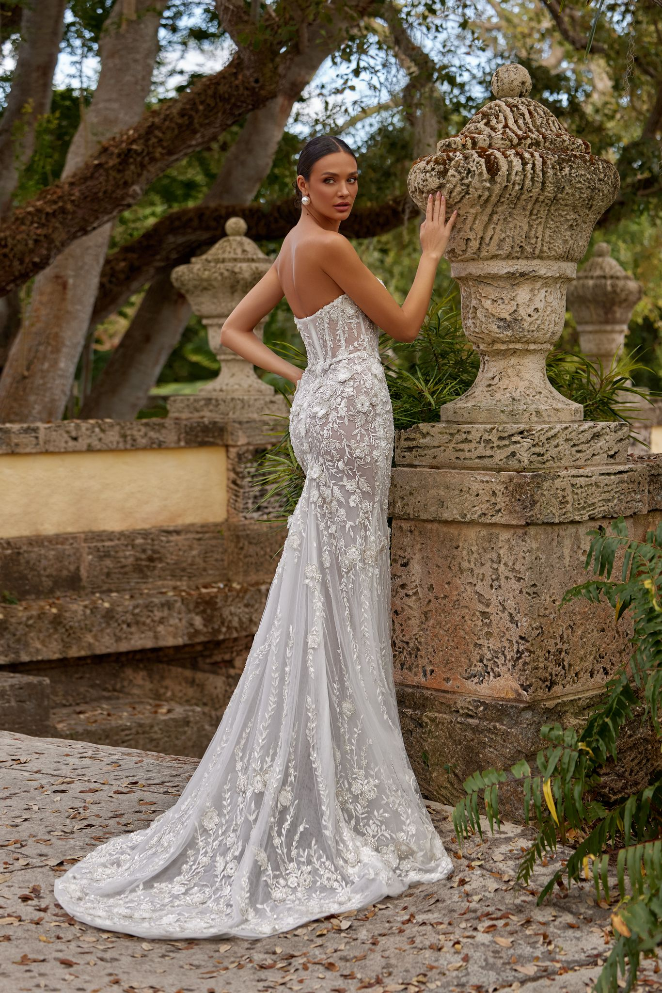 wedding dress Elara with cape by OKSANA MUKHA Elegant Elara with cape: soft silhouette with movement and shimmering details