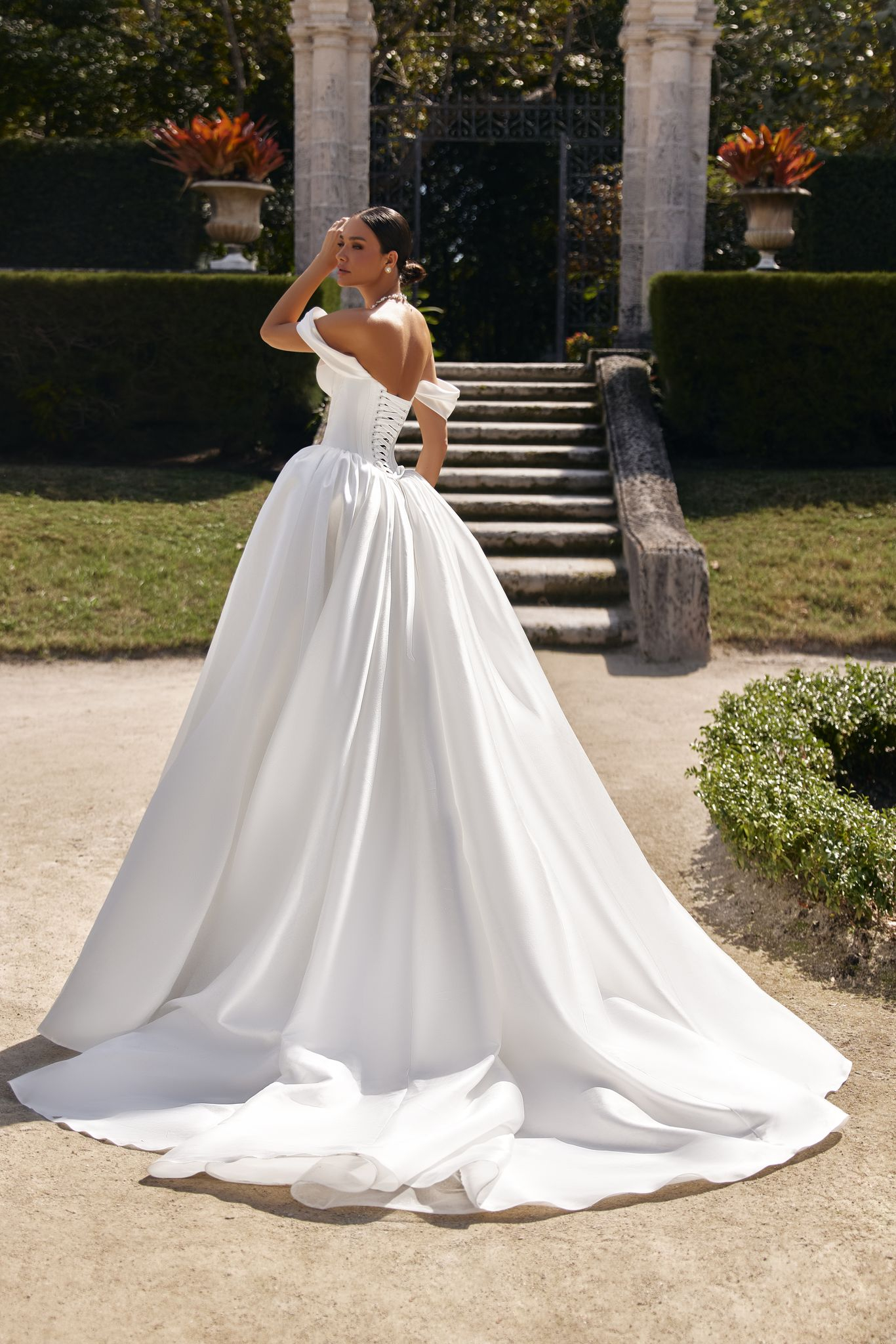 Sabina dress: modern classic with corset lacing and regal volume