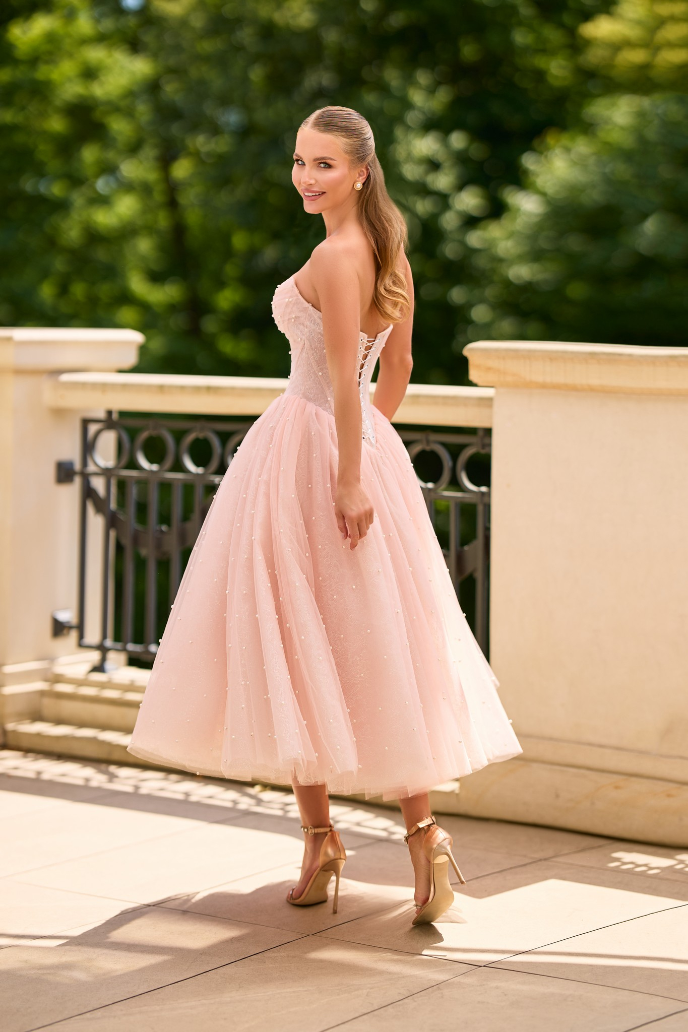 evening dress 1947 by OKSANA MUKHA Фатинова мідісукня з перлами
