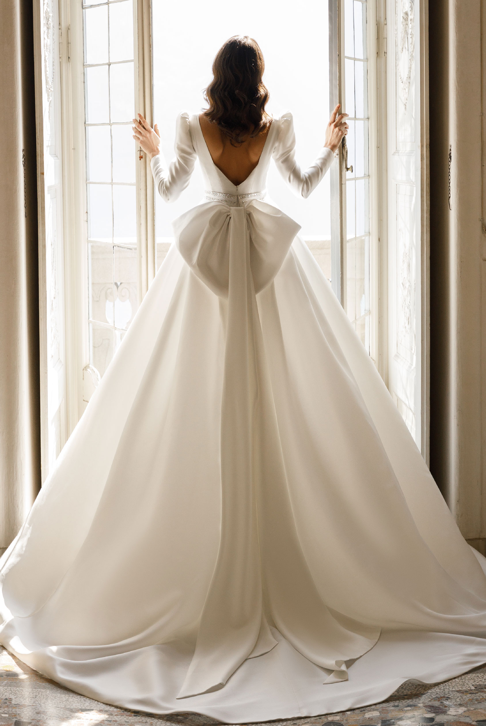 wedding dress Charlotta by OKSANA MUKHA Dress pleated skirt, pockets, removable bow