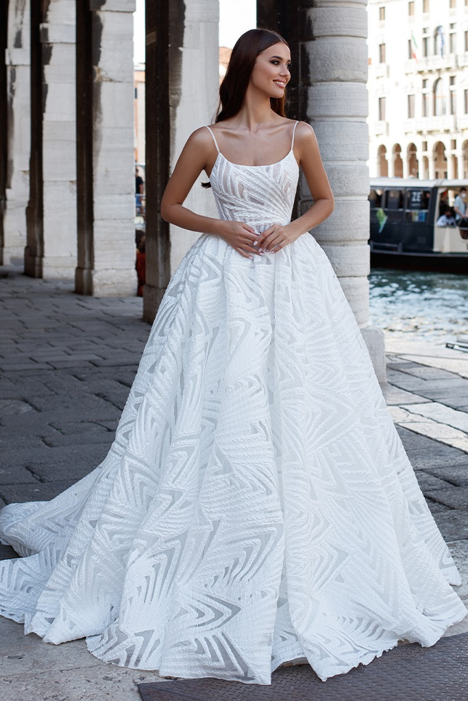 Brautkleid Prinzessinnen-Silhouette, Organza-Jacquard