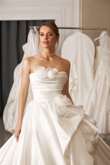 photo of wedding dress Adella: ball gown, straight, strapless, no overskirt, ivory, long