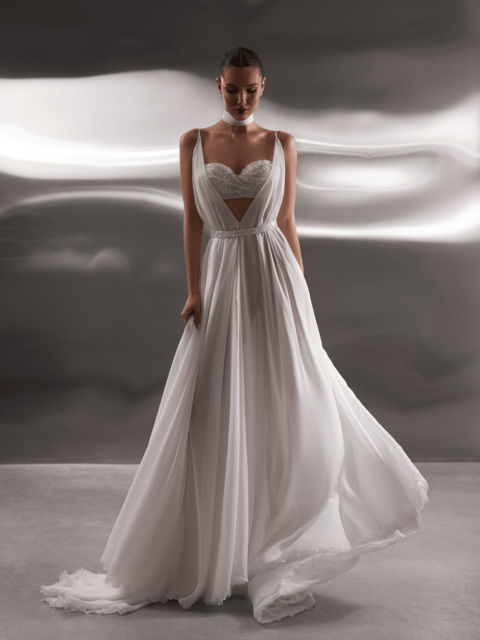 photo of wedding dress Leia: sheath, sweetheart, spaghetti straps, no overskirt, ivory, long