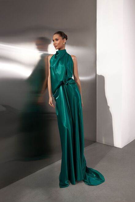 show eco-friendly satin evening dresses. Modern Evening Dress A-Line Strapless Satin Fabric Floor-Length Pleated Formal Party Dresses Forest Green Pageant Dress