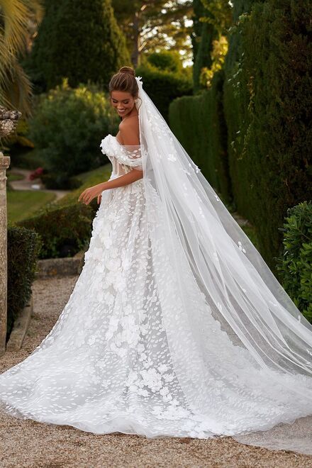 photo of wedding dress Willow: a line, sweetheart, off the shoulder sleeves, no overskirt, ivory, long