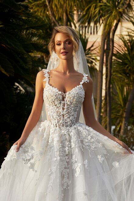 photo of wedding dress Lola: a line, scoop, spaghetti straps, no overskirt, ivory, long