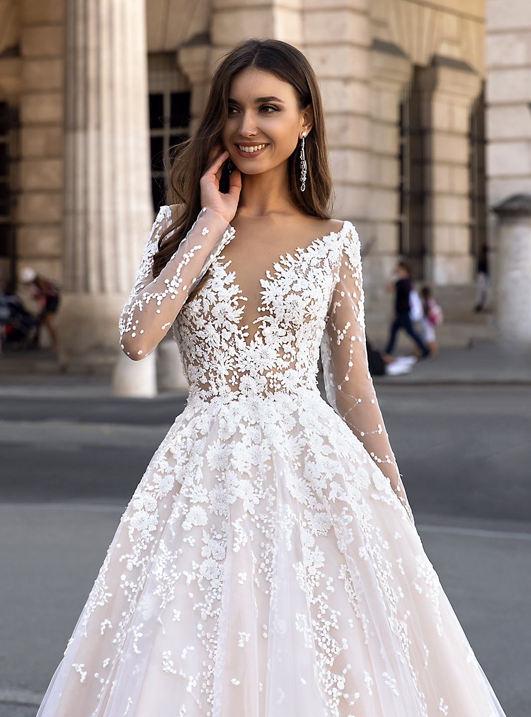wedding dress Nuria by OKSANA MUKHA Dress multilayered skirt, romantic design, flowing train