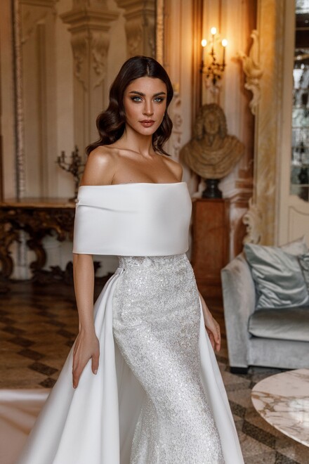 wedding dress Bellina by OKSANA MUKHA Wedding dress fitted silhouette, satin, lace