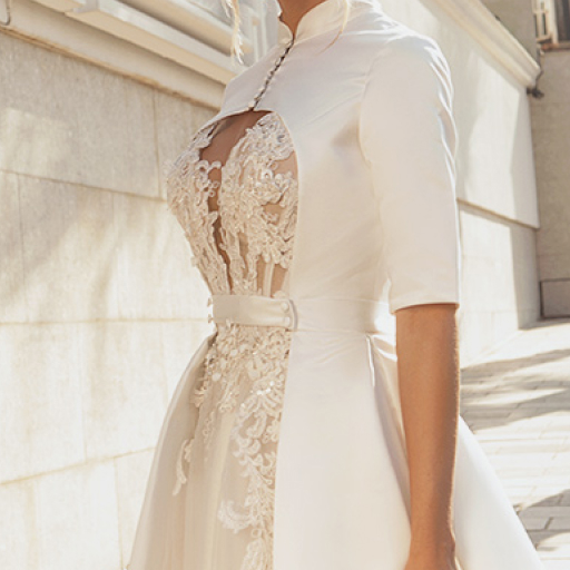 wedding dress Madison with cape by OKSANA MUKHA photo of wedding dress Madison with cape: elfenbein, nackt