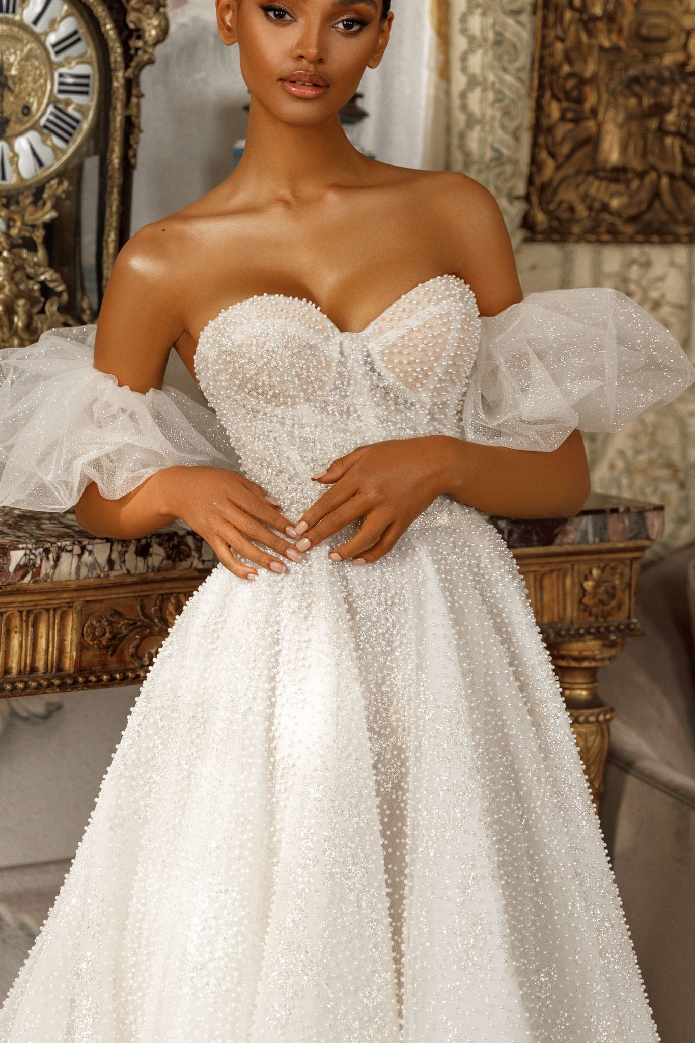 photo of wedding dress Noel-1: а-силует, сердце, съемный, без бретелек, без шлейфа, кремовый, длинная